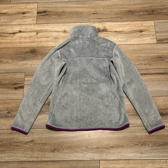 Women's Patagonia Snap T Fleece Jacket SZ Medium Gray Purple Pullover Logo - Picture 11 of 13